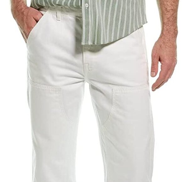 7 For All Mankind Mens Utility Workwear Jeans Size 36 x 30 NWT White Denim Pants - Picture 1 of 10